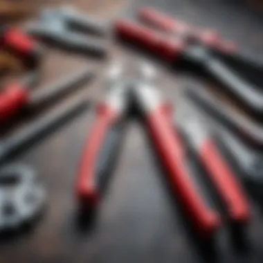 Pliers alongside various other tools