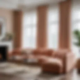 Elegant poplin fabric draping in a contemporary living space