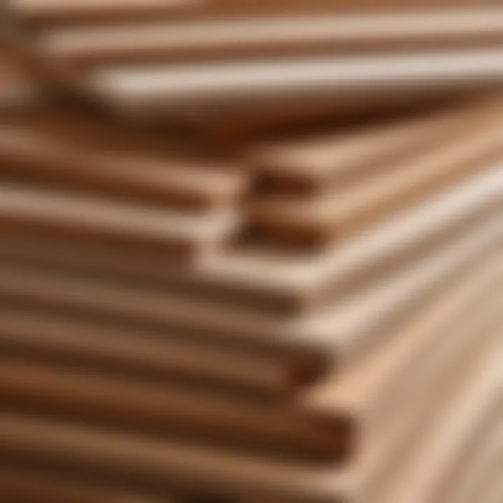 Close-up of different types of MDF panels highlighting textures