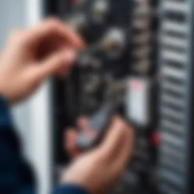 Analyzing Cable Lock Mechanism A professional setting with a person analyzing a cable lock mechanism