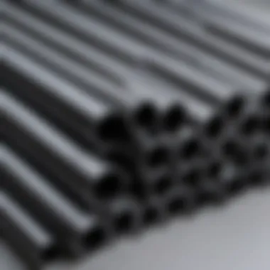 Different types of profile pipes arranged for comparison