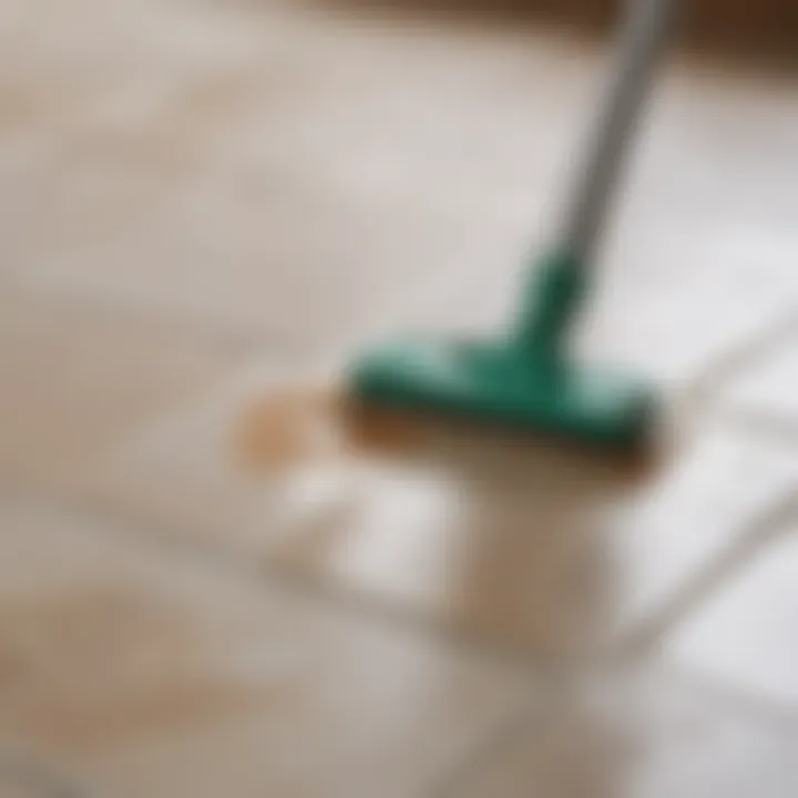 Close-up of tile surface with silicone sealant residue