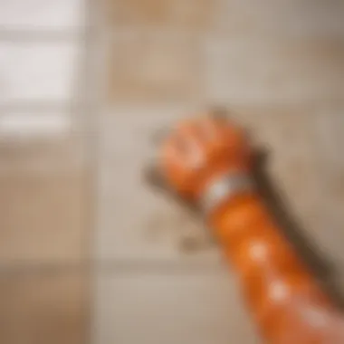 Sealant Residue on Tile Surface Close-up of tile surface showing sealant residue