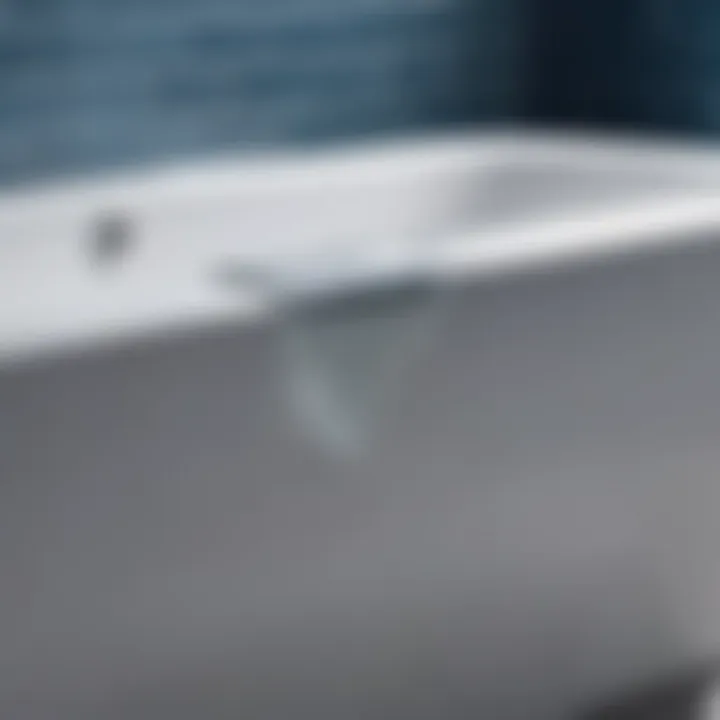 Close-up of an acrylic bathtub showing silicone sealant residue