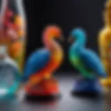 Colorful epoxy resin figurines showcasing intricate designs