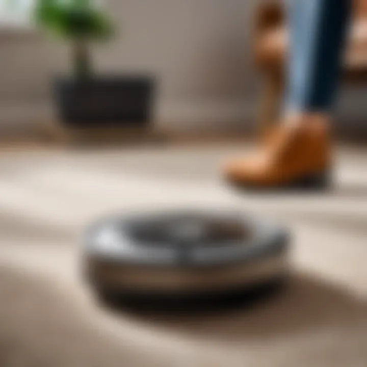 User maintaining a robotic vacuum cleaner