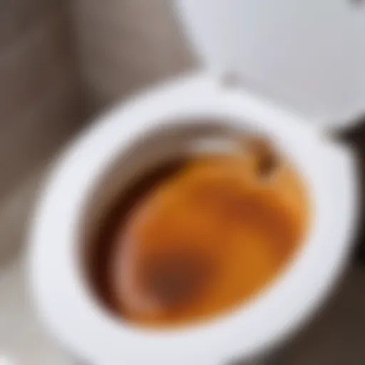 Rust stains on a toilet bowl