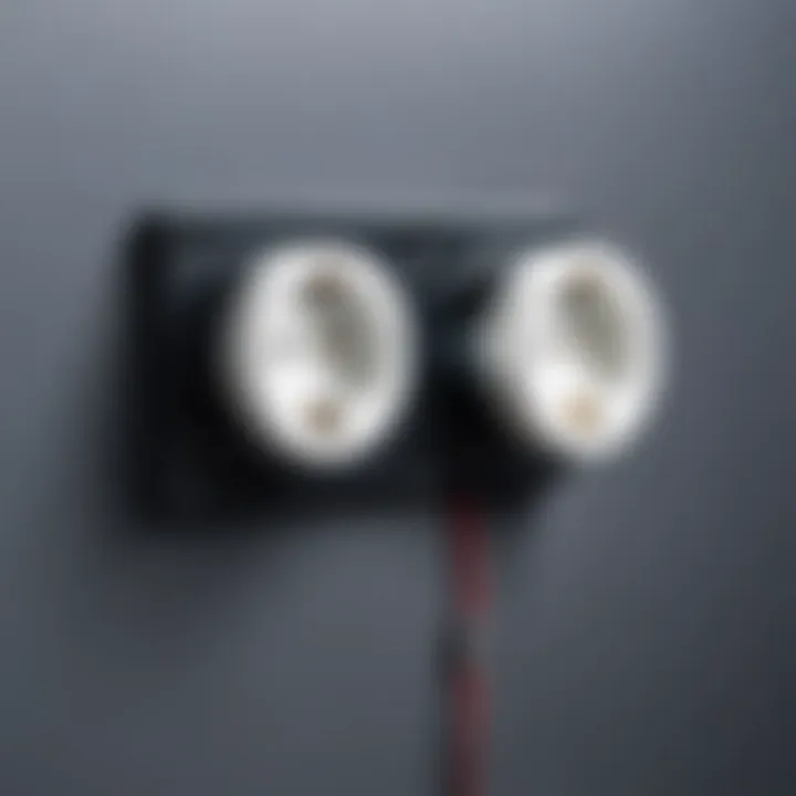 Close-up of a safety feature in electrical sockets