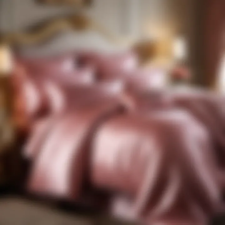 Luxurious satin bed linens elegantly displayed