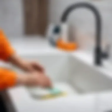 Inspection of Sealant Application Inspection of sealant application around the sink