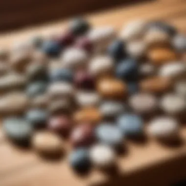 Different types of stones arranged in a visually appealing manner for selection.