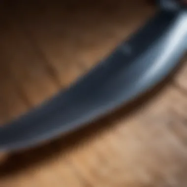 Close-up of a knife blade after sharpening, showing its edge