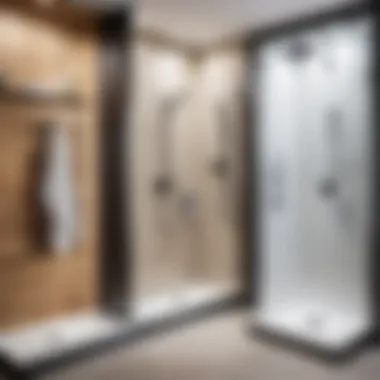 Diverse Types of Shower Trays Different types of shower trays displayed in a showroom