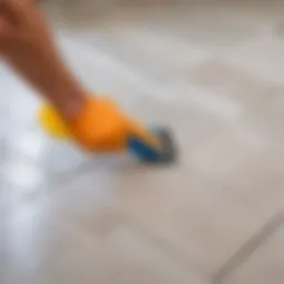 Silicone grout application on tiles