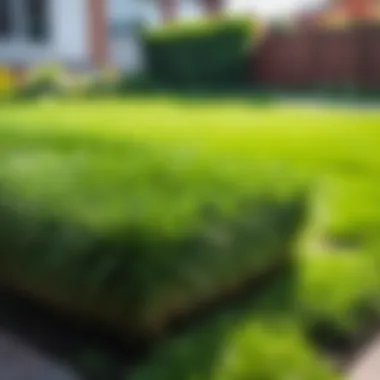 Lush green sod in a residential garden setting