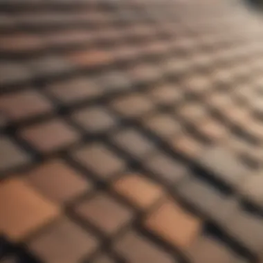 Arrangement of Soft Shingles for Ridge Detailed view of soft shingles arranged for ridge installation