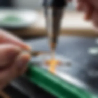 Detailed view of a soldering joint demonstrating proper technique.