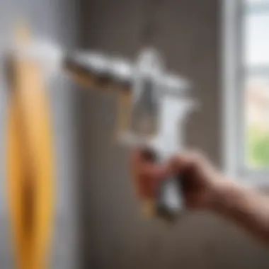 Spray gun in action during a painting project