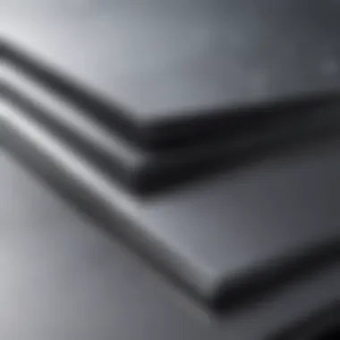 Close-up view of stainless steel sheets displaying surface texture.