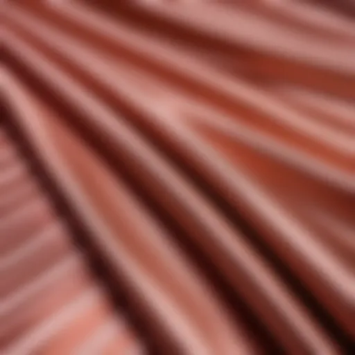 Close-up of striped satin fabric showcasing its texture