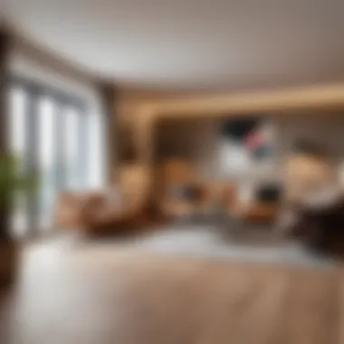 Interior Design with Underfloor Heating An elegantly designed interior featuring a warm floor system in a stylish living room