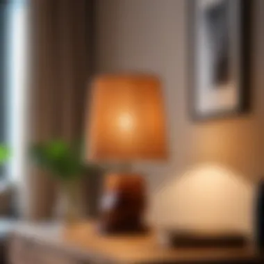Stylishly Finished Wooden Lamp in a Cozy Setting Stylishly finished wooden lamp in a cozy setting