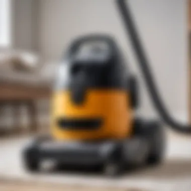 Close-up of technical specifications of a construction vacuum cleaner.