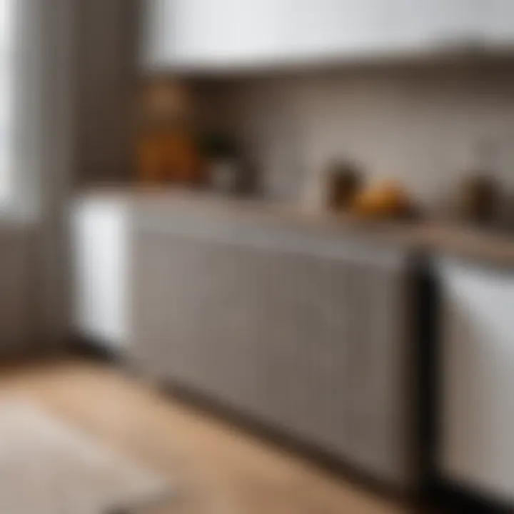 Creative use of textiles to hide a radiator in a cozy kitchen