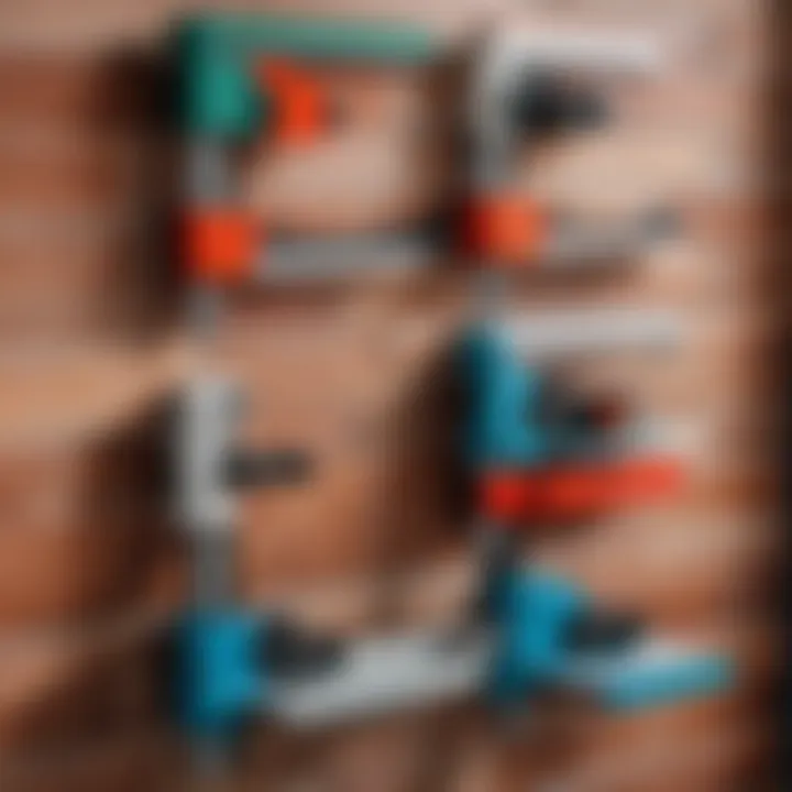 Various brands of manual tile cutters displayed together