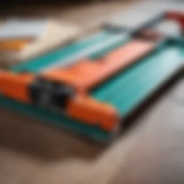 Close-up of tile cutter materials and components