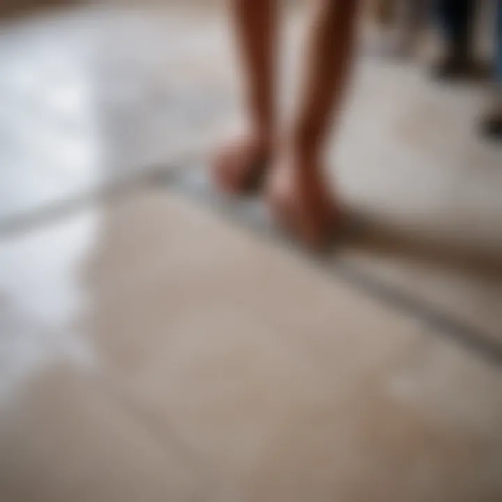 Close-up of a perfectly leveled floor surface ready for tile installation