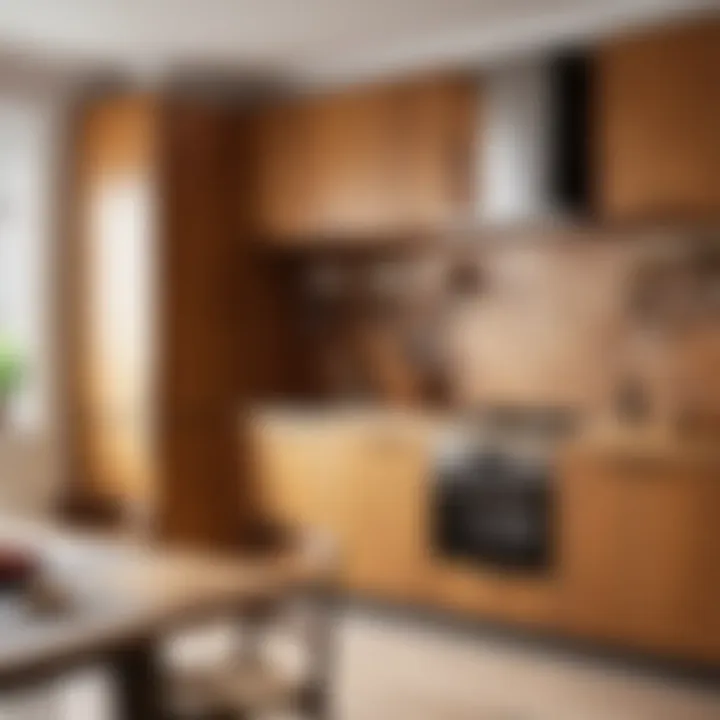 A well-maintained wooden kitchen with rich textures