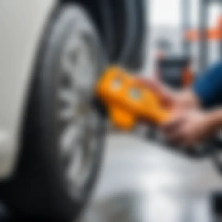 User effectively operating a tire inflator