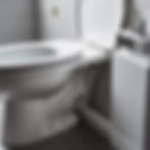 Close-up view of a toilet tank with visible water leakage.