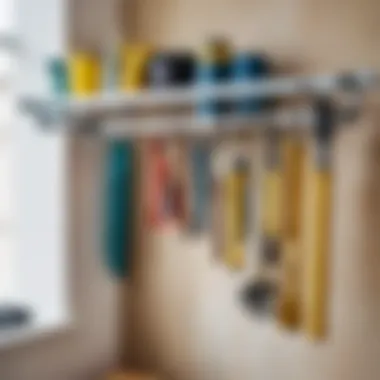 Tools required for hanging drying lines Tools arranged for installing drying lines
