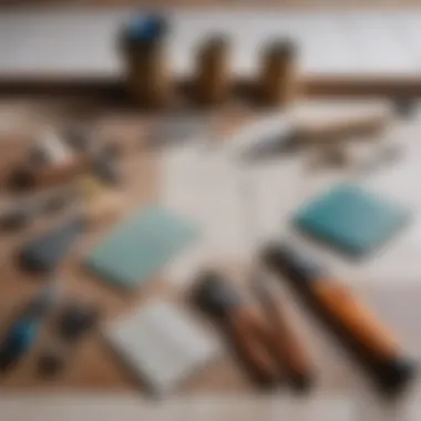 Tools arranged neatly for tile restoration