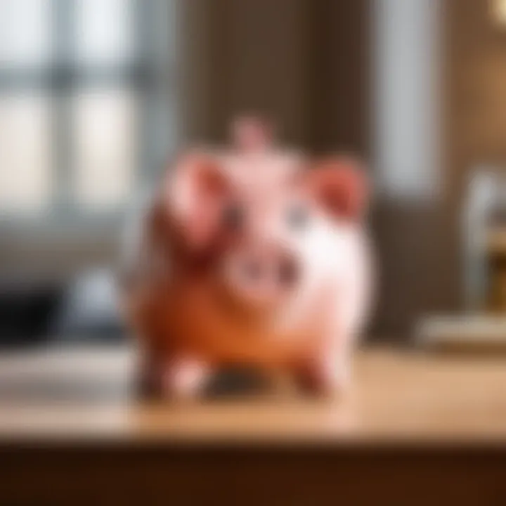 A traditional ceramic piggy bank symbolizing classic saving methods.