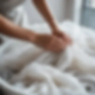 Delicate tulle fabric being washed