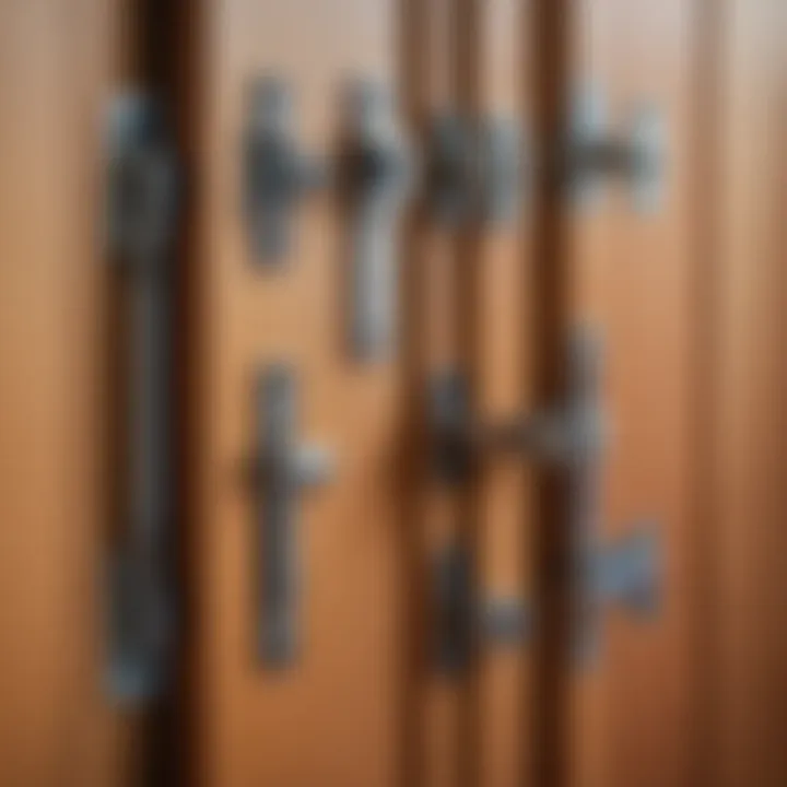 Illustration depicting various types of hinges used in cabinetry