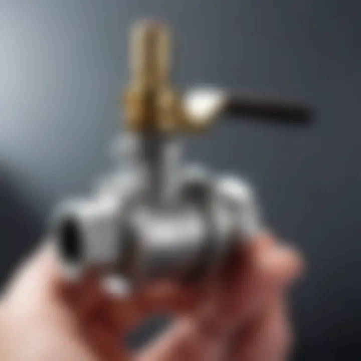 A detailed view of a 1/2 inch ball valve showcasing its internal mechanism and design.