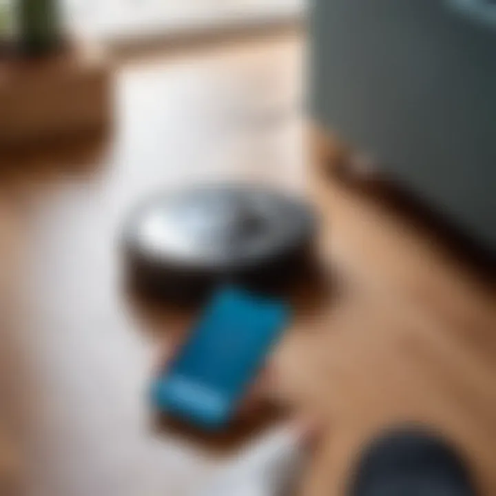 User controlling a robotic vacuum with a mobile app