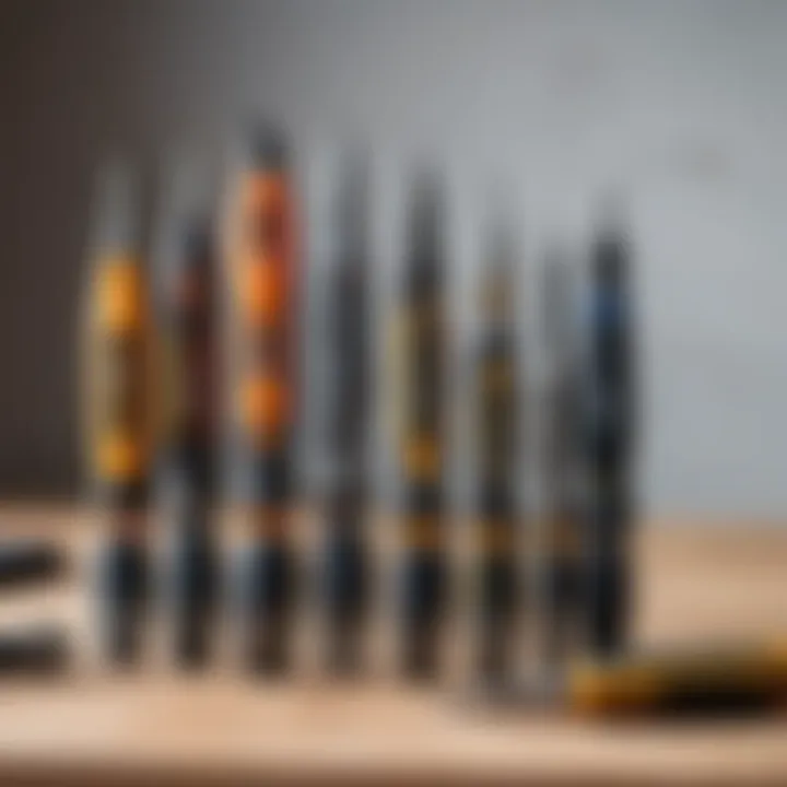 Various types of screwdrivers with light for construction