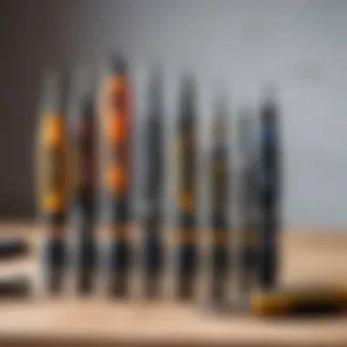 Diverse screwdriver options featuring built-in lights Various types of screwdrivers with light for construction