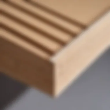 Detailed view of wall framing for MDF panels