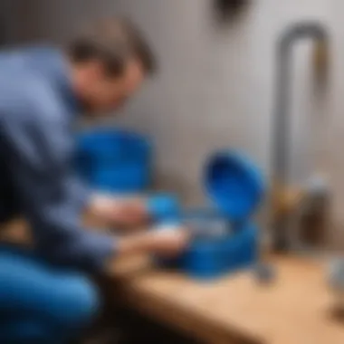 A professional demonstrating the installation process of a water meter