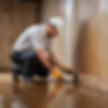 Applying Waterproofing Membrane An expert applying waterproofing membrane on a structure