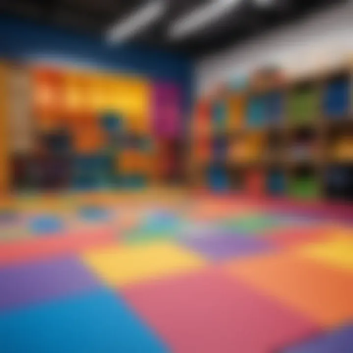 Colorful EVA foam mats arranged in a play area