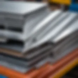 Aluminum angle profiles displayed in a workshop