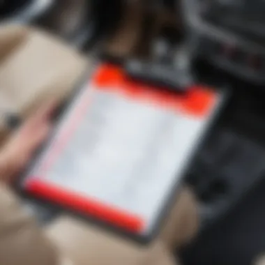 A checklist for buying a car jack displayed on a clipboard