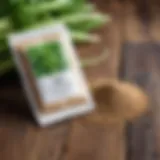 Vibrant celery seed packets displayed on a wooden table